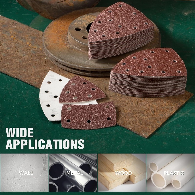 50PCS 105x152mm 11 Hole Mouse Sandpaper 80 Grit 4 x 6 in Hook Loop Detail Sander gallery