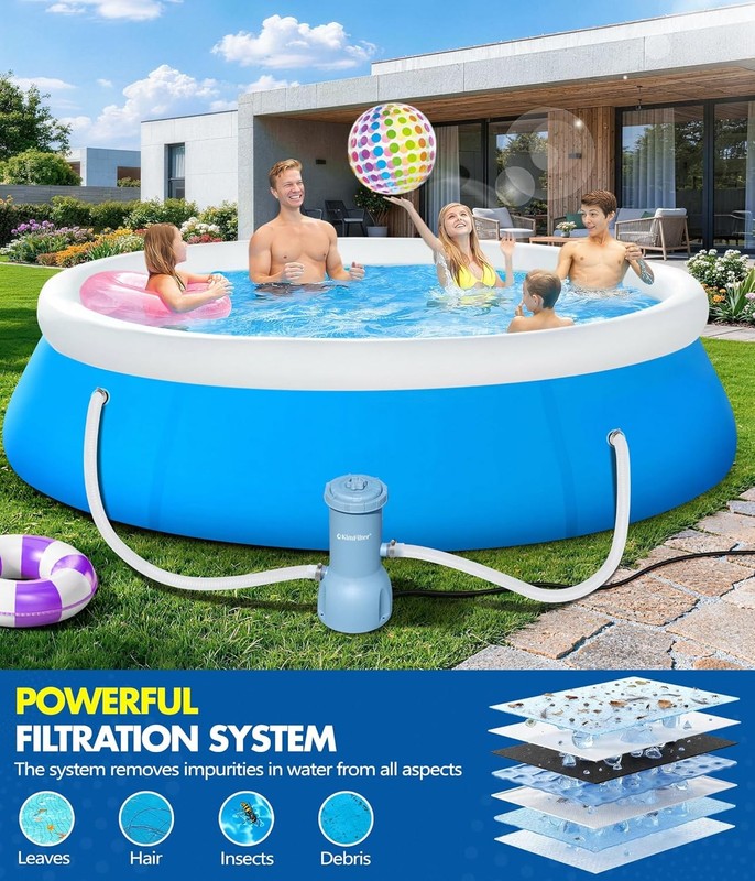 1000 GPH Above Ground Pool Filter Pump, Improved Water Clean & Clarity, Blue gallery