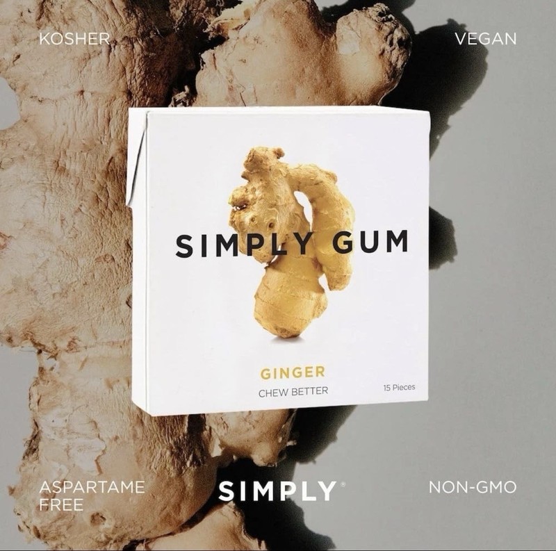 (12 Pack) Simply Gum Natural Ginger Gum 15 Pieces, Made with real Ginger, Vegan gallery