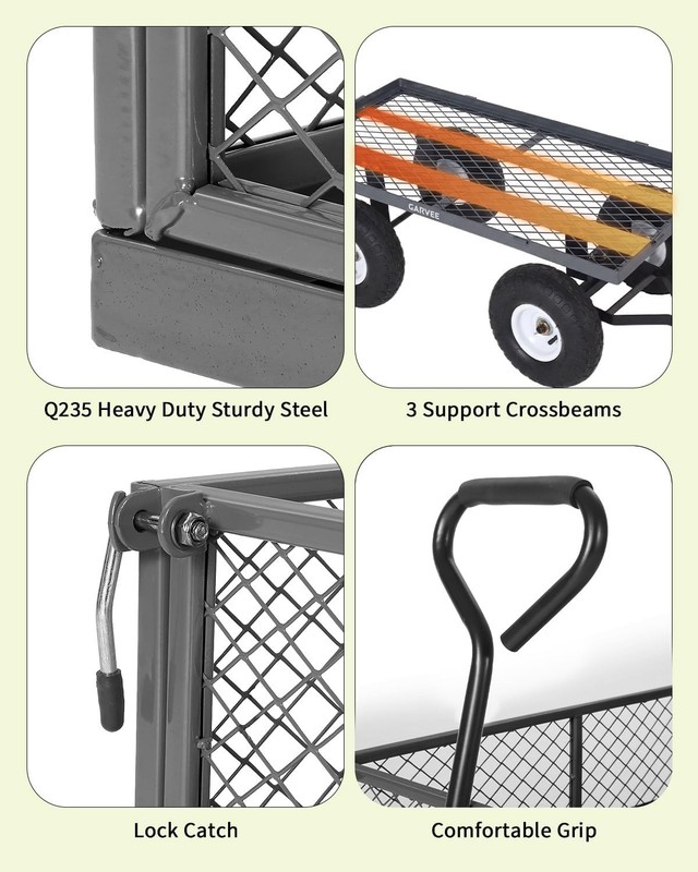 400lb Capacity Garden Cart Yard Wagon Cart Utility Cart Beach Outdoor Heavy Duty gallery