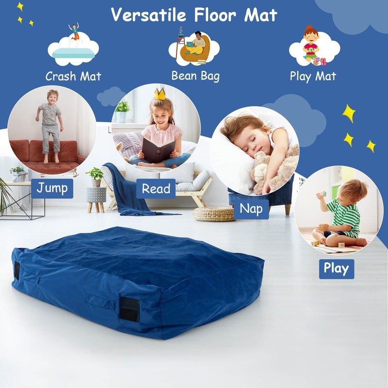 48" x 36" Crash Pad Sensory Mat w/ Foam Blocks and Washable Velvet Cover Blue gallery