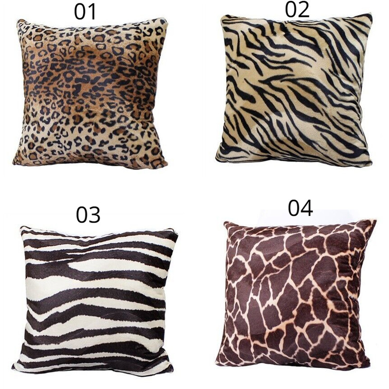 Leopard Tiger Zebra Giraffe Vintage Plush Cushion Cover Pillow Case Home Decor gallery