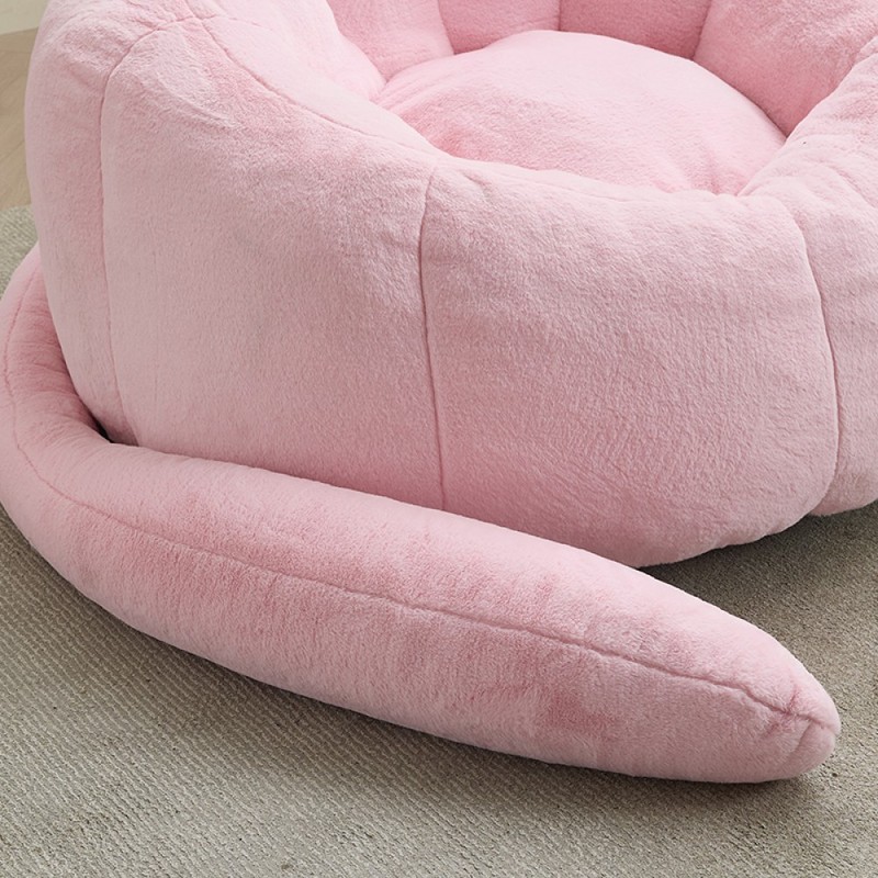 Pink Cat-Shaped Bean Bag Sofa, No Assembly, for Living Room & Bedroom gallery