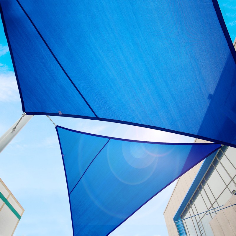 22/23/24ft Blue Triangle Outdoor Pool Patio Deck Steel Cable Sun Shade Sail gallery
