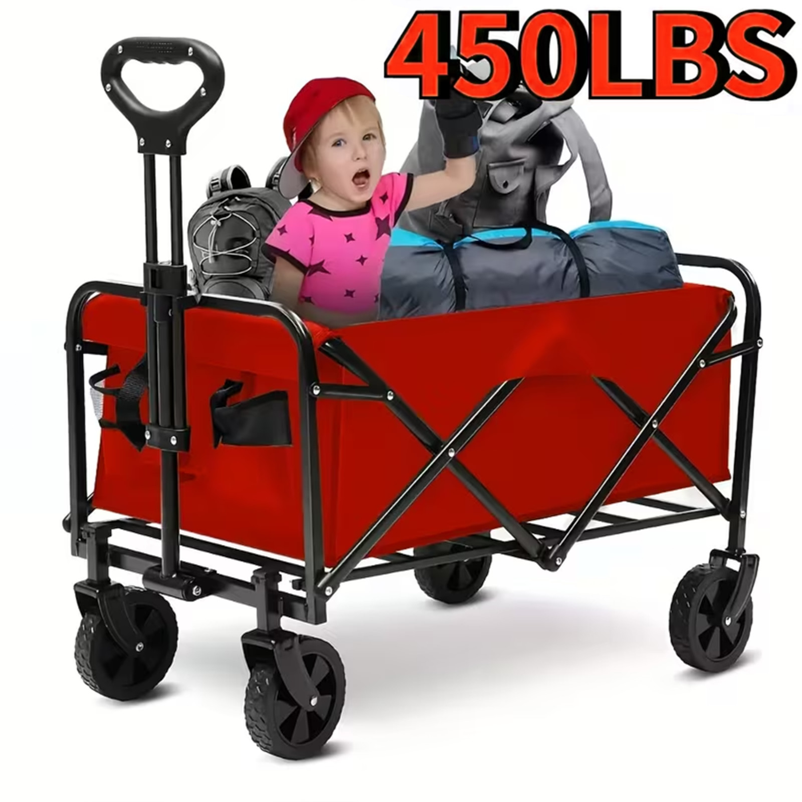 Heavy Duty Folding Utility Wagon Cart Collapsible Beach Garden Camping Cart gallery