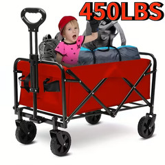 Heavy Duty Folding Utility Wagon Cart Collapsible Beach Garden Camping Cart