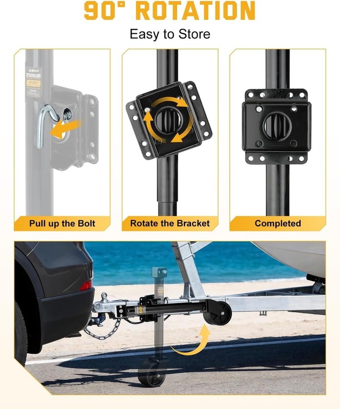 2500lbs Trailer Jack with Dual Wheel, 20-24V Cordless Drill Compatible,HeavyDuty gallery