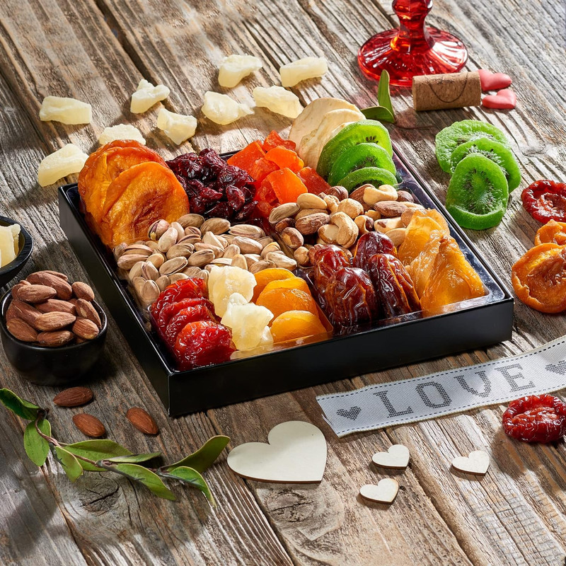 Dried Fruit & Nuts Gift Basket Arrangement Platter, Gourmet Food Snack Box, Gift gallery