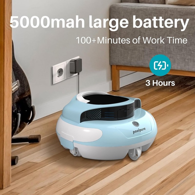 Cordless Robotic Pool Cleaner - Dual 30W Motors, 100Min Runtime, for Above & ... gallery