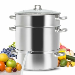 Costway 11-Quart Stainless Fruit Juicer Steamer Stove Top w/ Tempered Glass Lid