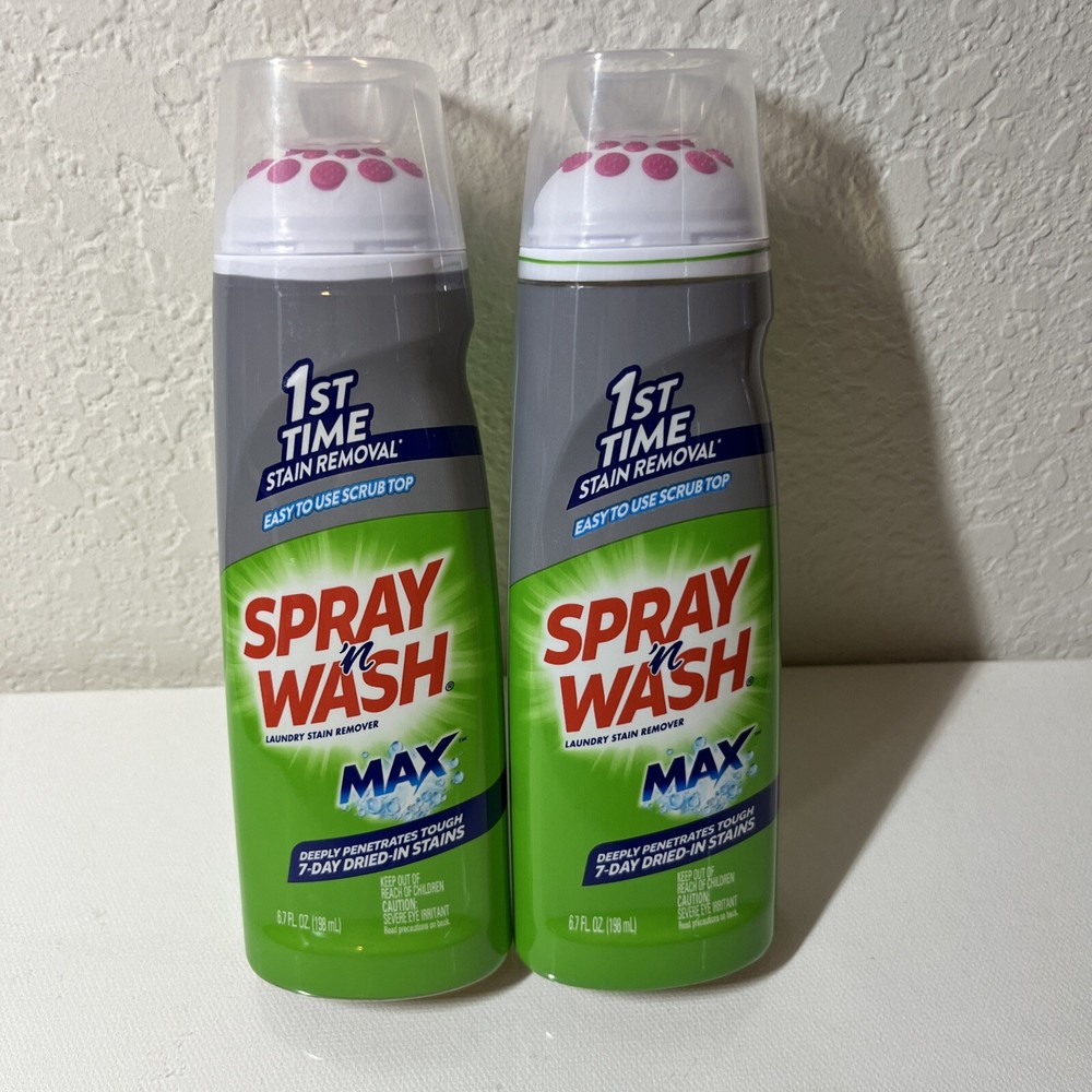 (2) Spray n Wash Max Laundry Stain Remover Gel Stick with Easy to Use Scrub Top