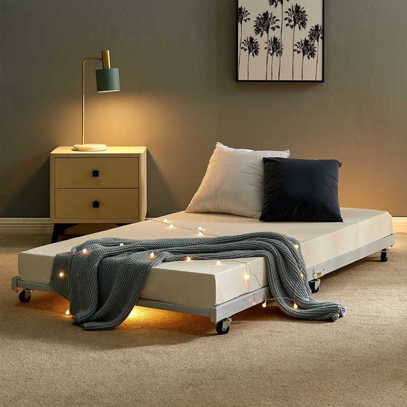 Trundle Bed Frame Rollers Metal Mattress Foundation Under Daybed Slat Support gallery