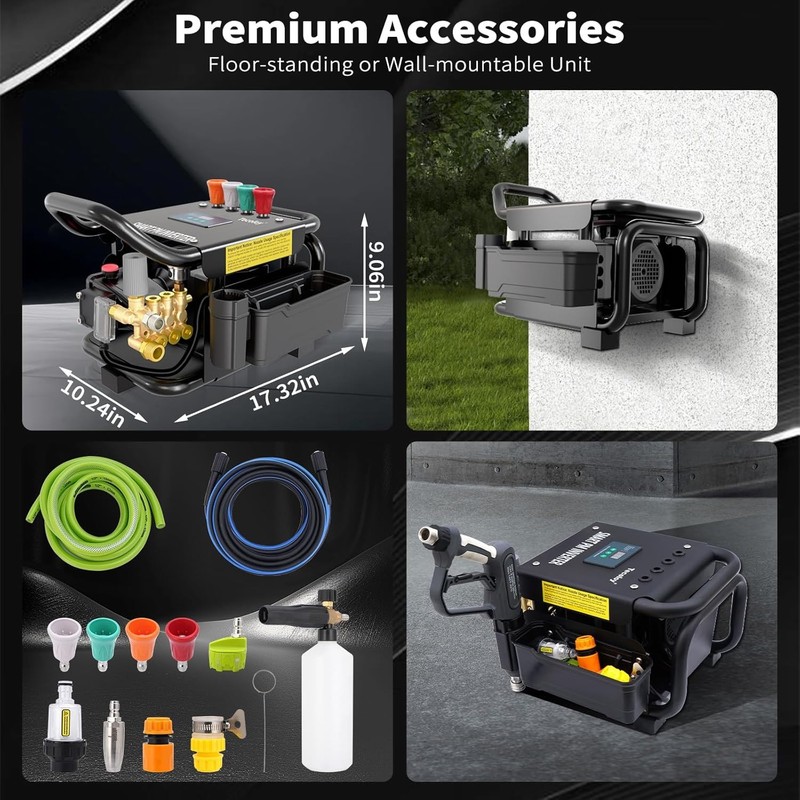 Tecoloy 100bar 2.3GPM Electric Pressure Washer, 65dB Quiet, Triplex Pump gallery
