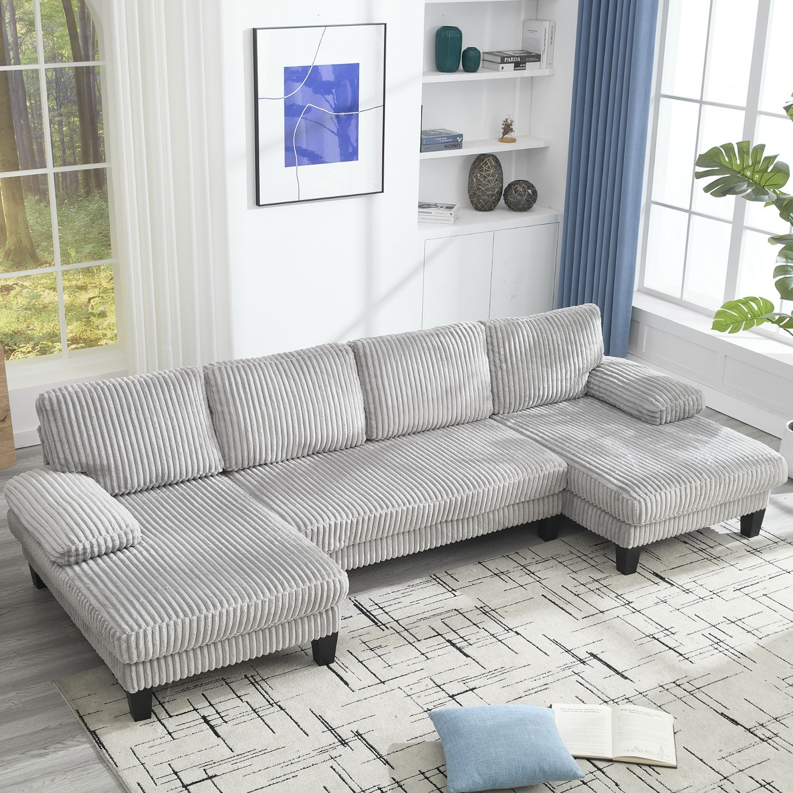 U-shaped Sectional Sofa Couch Dual Chaise Lounges Fabric Sleeper Living Room gallery