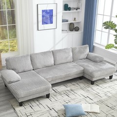 U-shaped Sectional Sofa Couch Dual Chaise Lounges Fabric Sleeper Living Room