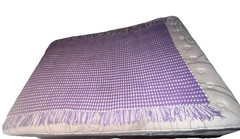 purple white crochet afghan throw blanket 68 X 53 Inches w/Tassels Reversible