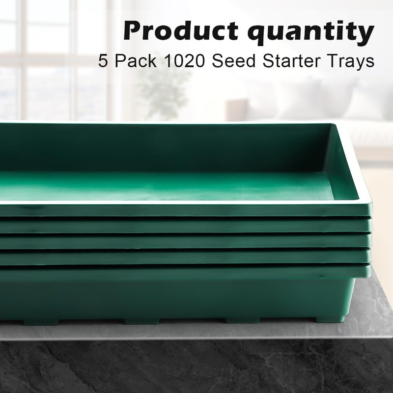 1020 Nursery Pots Trays 5 Pack, Plastic Flat Starter Trays, Durable Seedling ... gallery