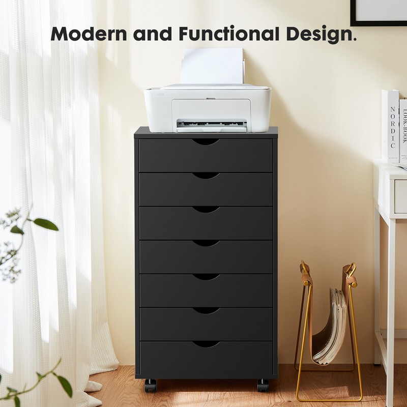 7 Drawer Dresser Chest Mobile Storage File Cabinet Display Organizer with Wheel gallery