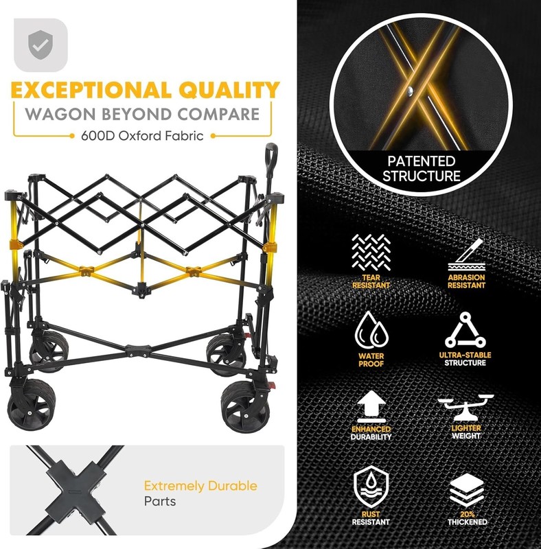 Heavy Duty Folding Wagon All-terrain Wheels For Camping, Sports, Garden,black gallery