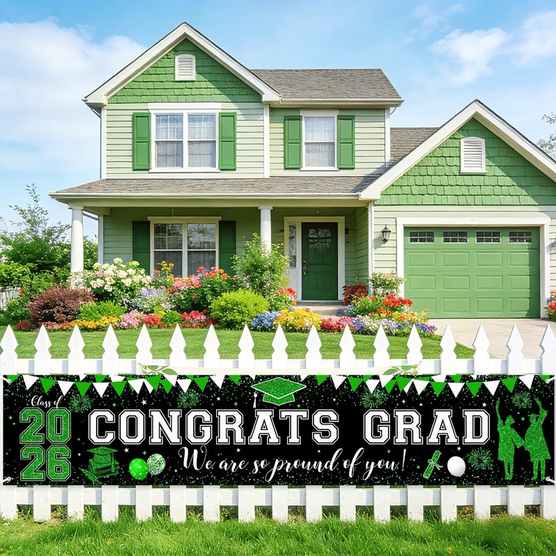 Green Graduation Decorations Outdoor Congrats Grad Banner Large We Are So Pro... gallery