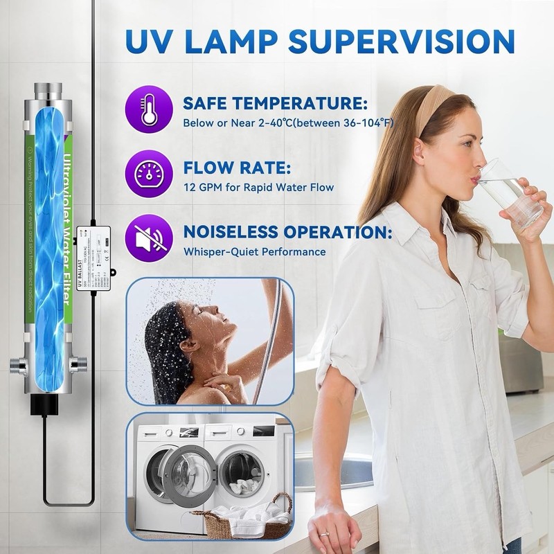 Whole House UV Water Filter System, 55W, 12GPM + Extra Bulb, 1” MNPT gallery