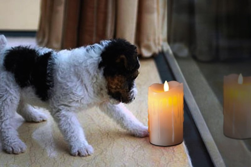 Flameless Pillar Candle Color Ivory Size: 6" x 4" Child Pet Safe Auto Off Timer gallery