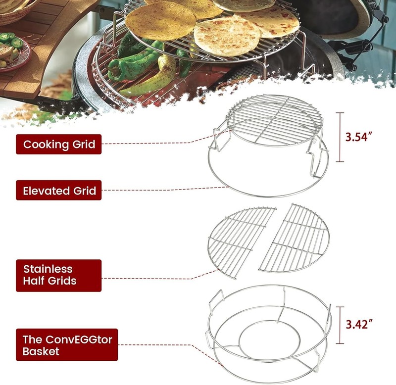 New 5PCS Expander Rack Kit for Big Green Egg Medium Eggspander Basket SS304 gallery