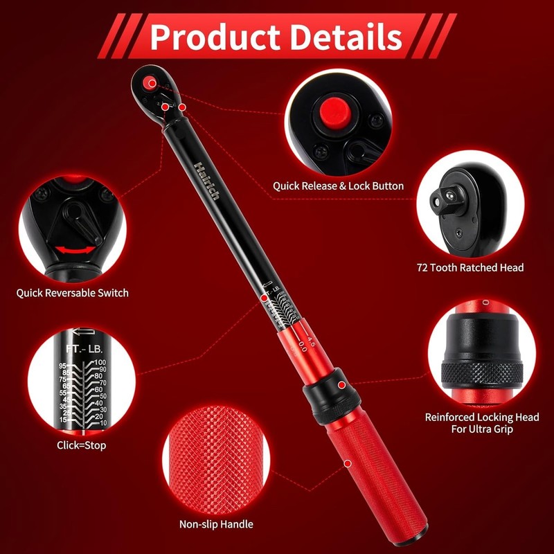 Precision 3/8-Inch Torque Wrench 10-100 ft.lb with Dual-Direction and 72-Tooth gallery