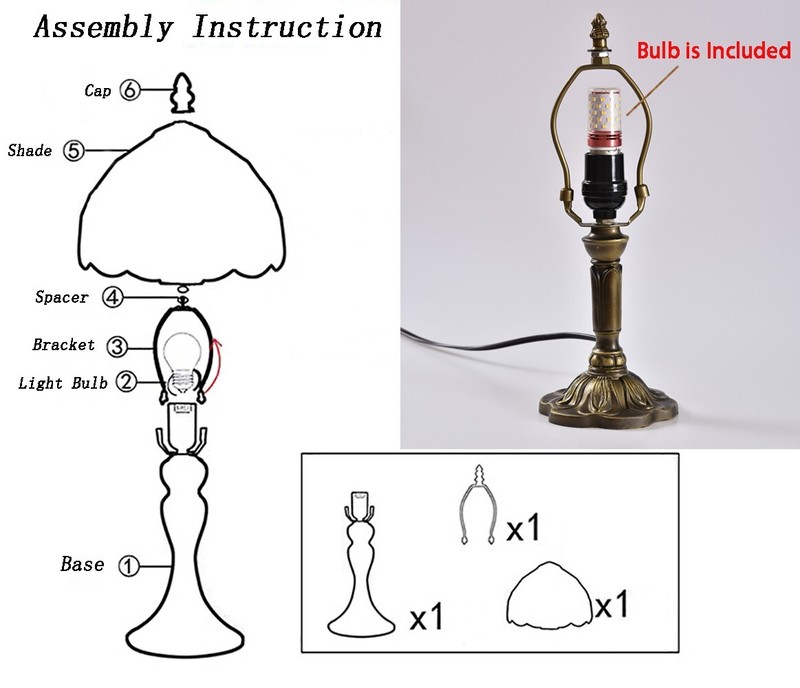 Tiffany Style Dragonfly Stained Glass Art Light Retro Decor Table Lamp 14"Tall gallery
