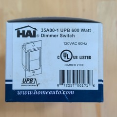 HAI 35A00-1 UPB 600W Dimmer Wall Switch 120VAC White Decorator UL