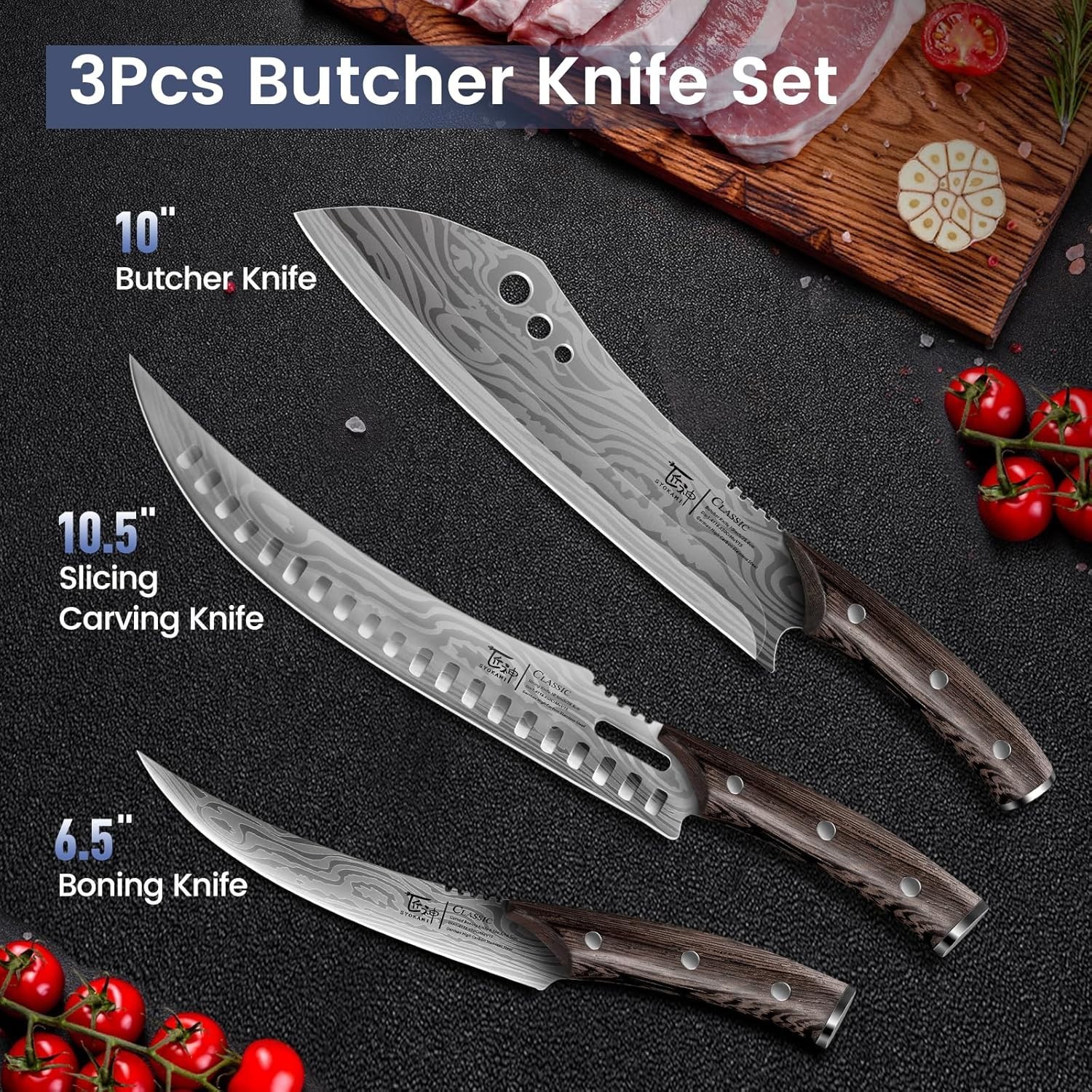 New Sealed 3-Piece Knife Set, High Carbon Steel Cleaver, Slicing & Boning Father gallery