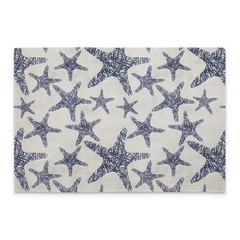 Dark Denim Starfish 4-Pack Poly-Cotton Blend Placemats Manufactured in The USA