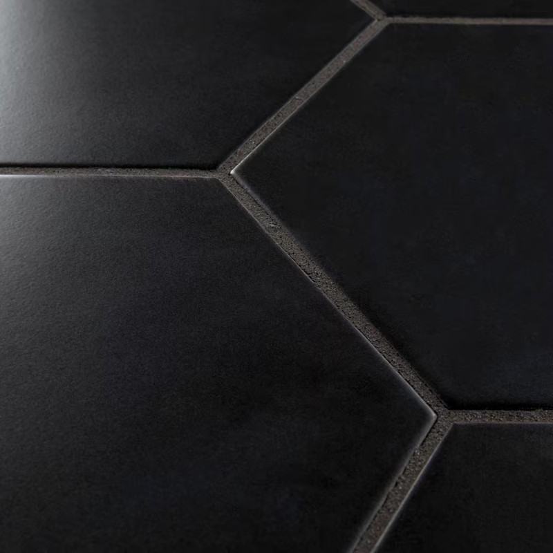 Textile Basic Hex Black 8-5/8 In. X 9-7/8 In. Porcelain Floor and Wall Tile (11. gallery