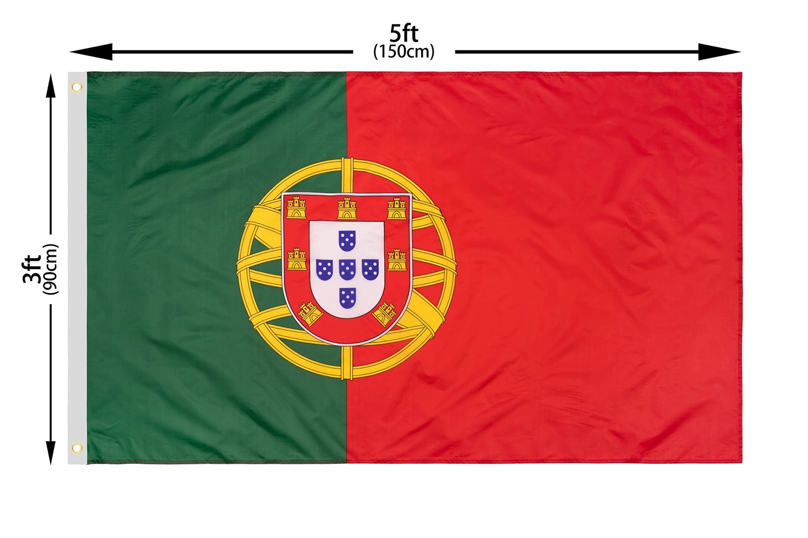 DANF Portugal Flag 3x5 Ft Thick Polyester, Fade Resistant, Brass Grommets, Canva gallery