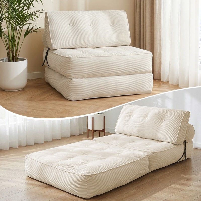 Single Folding Sofa Bed, Convertible Sleeper Chair Bed Couches w/ Dual-Pillow gallery