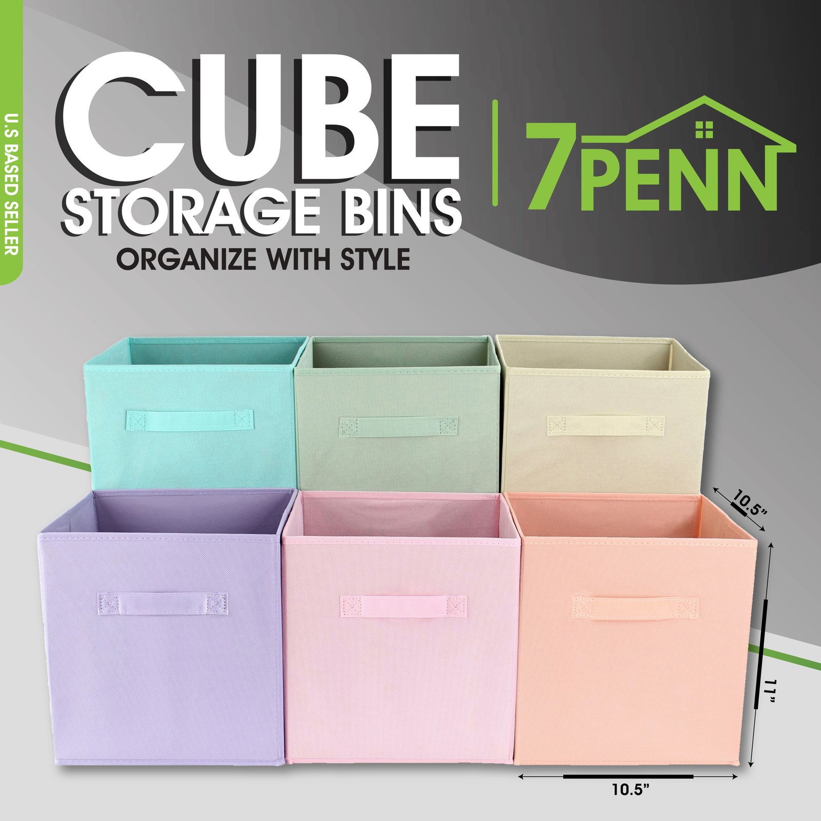 7Penn 6pk Pastel 10in Square Collapsible Fabric Storage Cubes Organizer Bins gallery