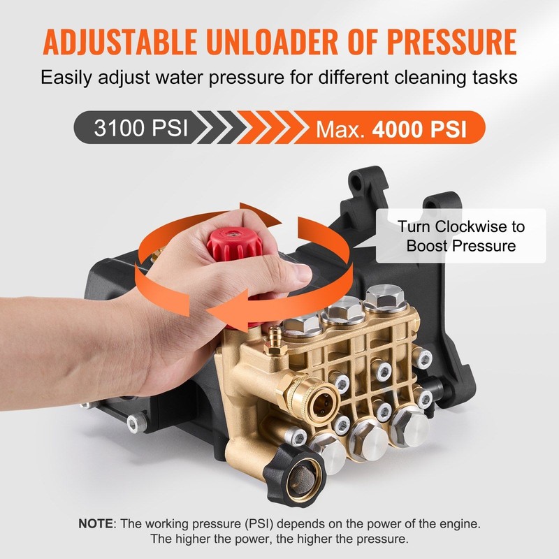 Triplex Plunger Pressure Washer Pump: 4000 PSI, 4.0 GPM, 1" Shaft gallery