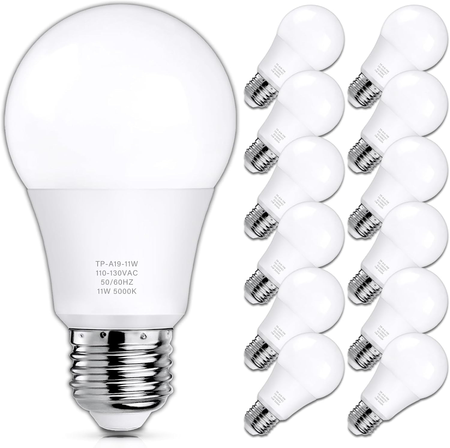 12-Pack A19 LED Light Bulbs, 100 Watt Equivalent LED Bulb, 5000K Daylight White, gallery