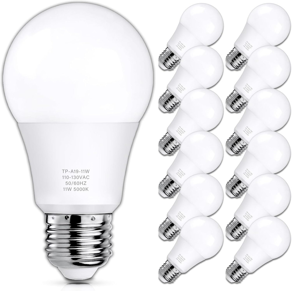 12-Pack A19 LED Light Bulbs, 100 Watt Equivalent LED Bulb, 5000K Daylight White,