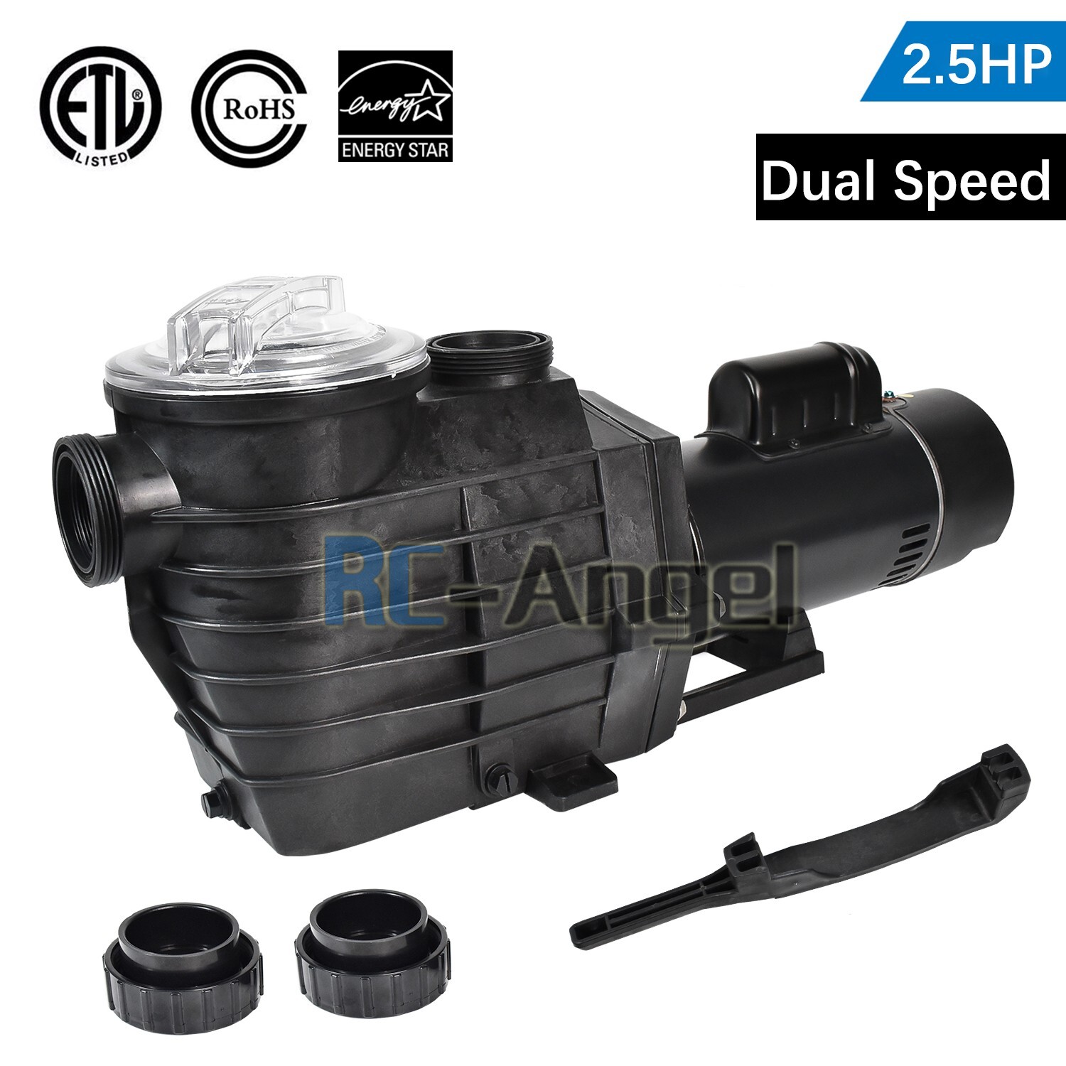 2.5HP 220v 2" Thread NPT INGROUND Swimming POOL PUMP Dual Speed MOTOR w/Strainer gallery