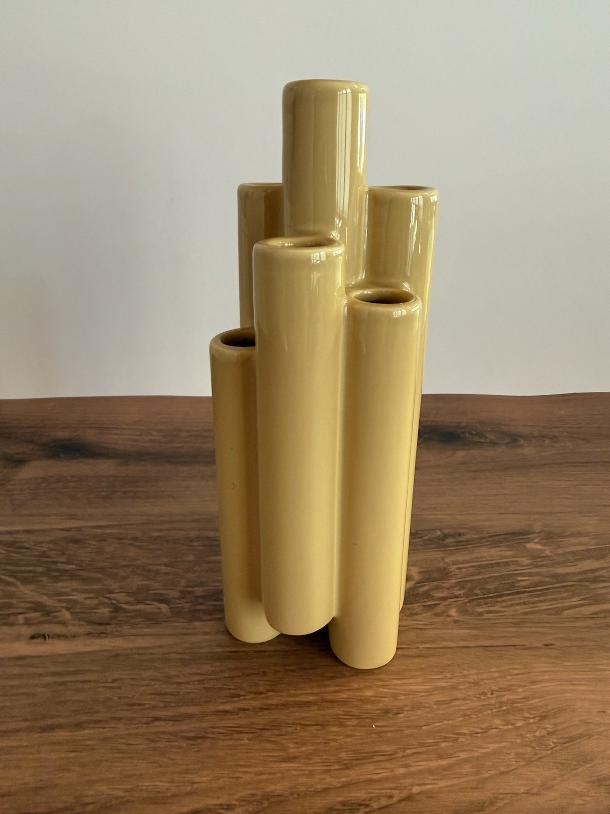 MIKASA Ceramic Mid-Century BUD VASE Mocha Gold Tubular Modern Geometric gallery
