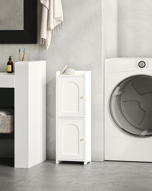 Bathroom Storage Cabinet, Small Corner Floor Cabinet with 2 Doors and Adjusta... gallery