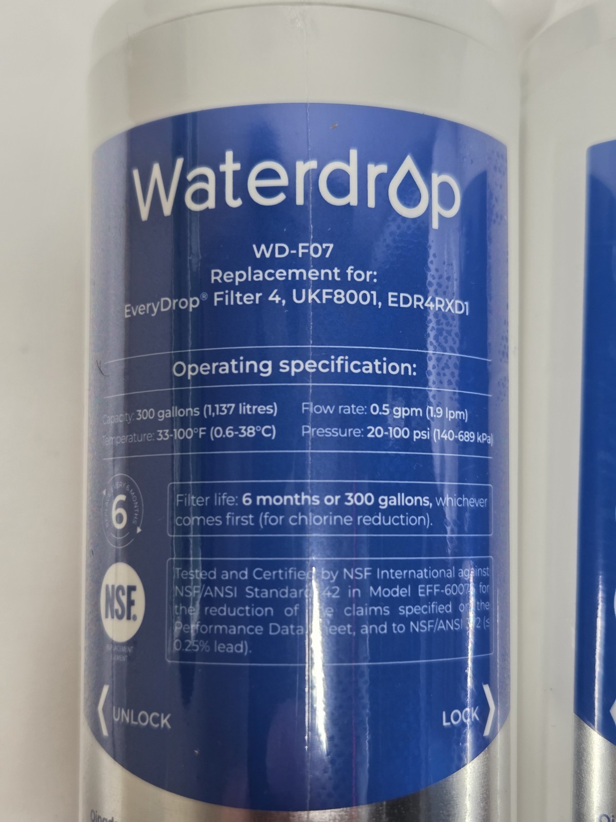 Waterdrop WD-F07 Replacement Refrigerator Water Filter - 2 Pack gallery