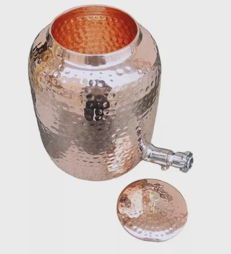 Handmade 100% Pure Copper Dispenser Water Pitcher Pot 4L 2 Glass 1 Bottle gallery