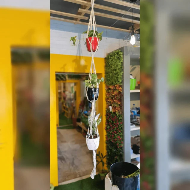 3-Tier Macrame Plant Hanger Handmade Cotton Rope Hanging Planter for Outdoor gallery