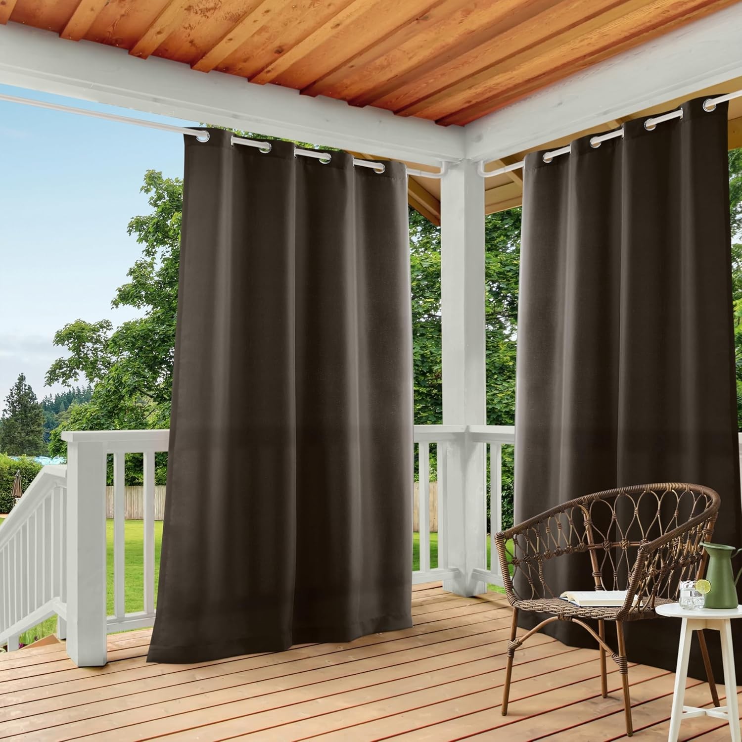 TOWN COUNTRY BASICS Light Filtering Outdoor Curtain Chocolate 54x84 Inch 2 Pack gallery