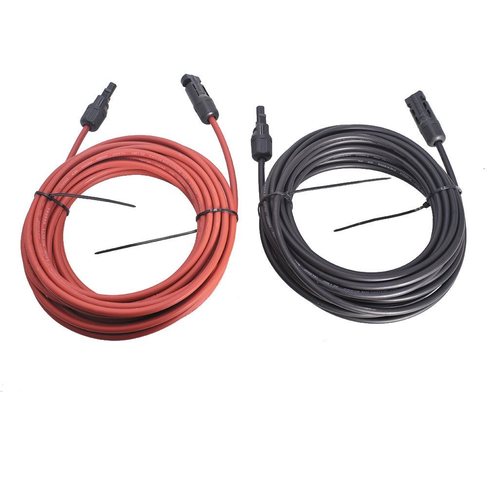 Black and Red Solar Panel Extension Cable Wire Connector 12/10 AWG 1 pair gallery