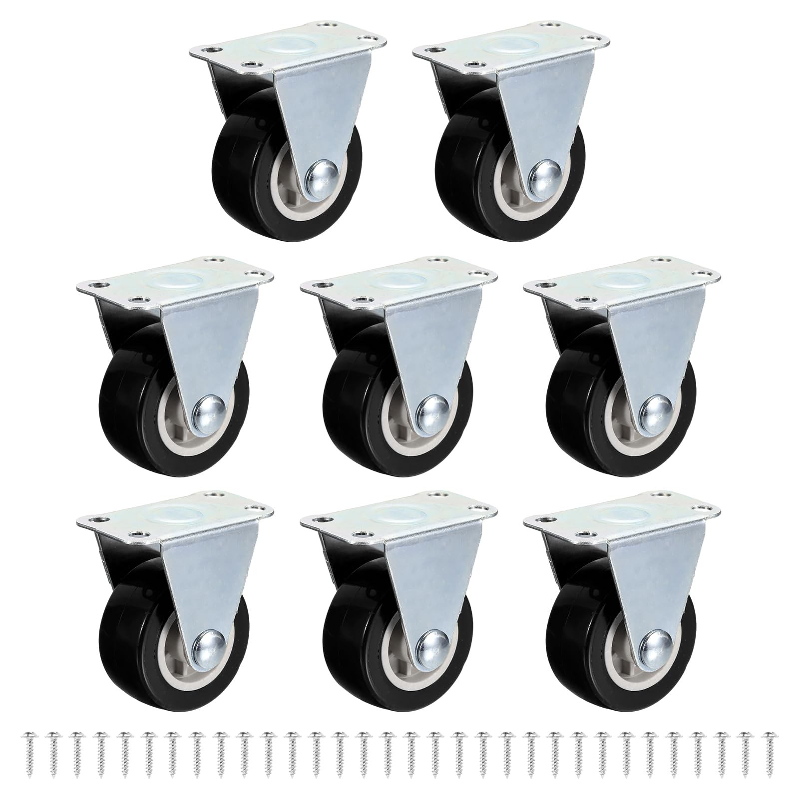 8pcs Rigid Caster Wheels (1.5 Inch) - PVC Non-Swivel Top Plates Castors for F... gallery