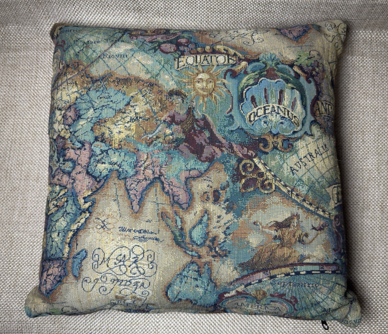 Map Throw Pillow Nautical Celestial Mermaidcore Sirens Vtg Old World Tapestry gallery