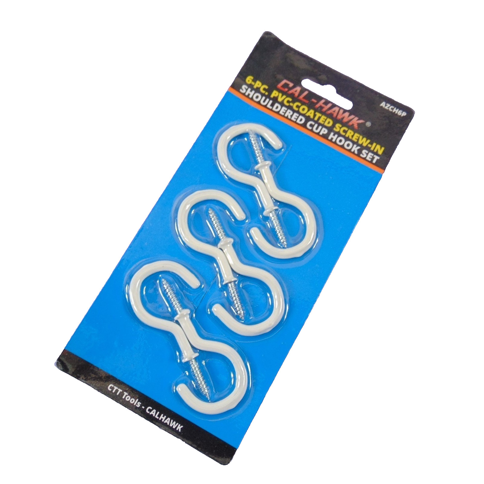 6 Pc PVC Coated Screw-In Shouldered Cup Hook Set White Cabinet Mug Hangers New gallery